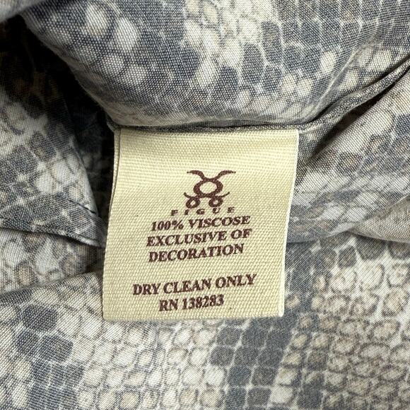 FIGUE Emani Snakeskin-Print Blouson Sleeve Dress Size XS - Picture 14 of 14